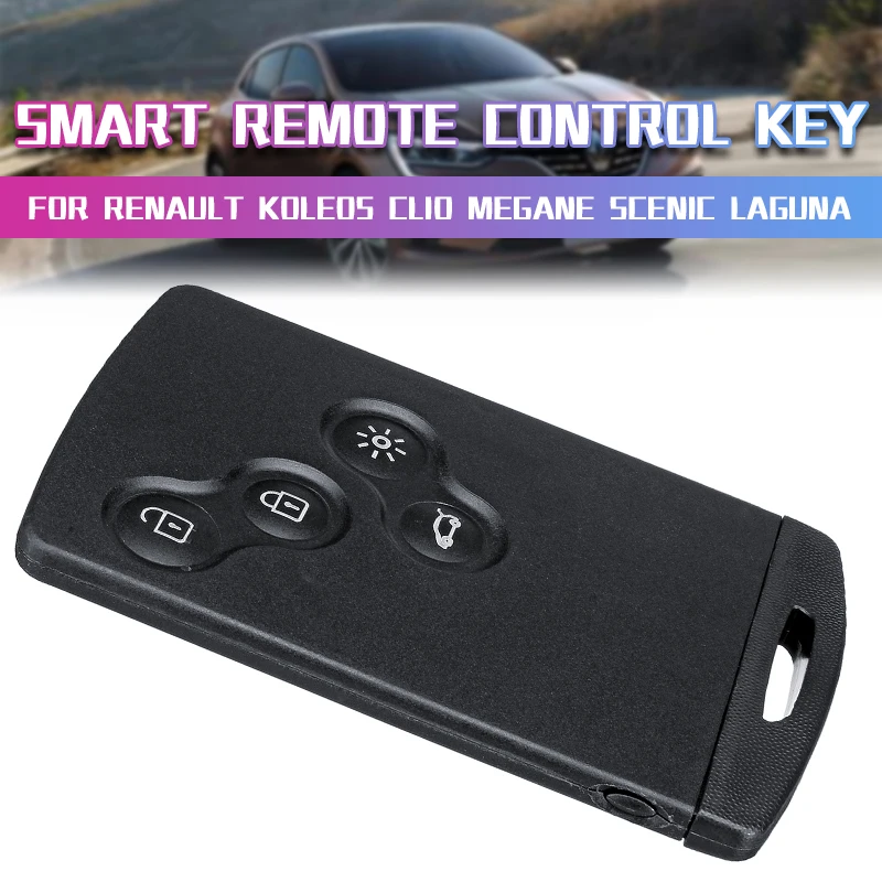 4 Button Smart Card Car Key Fob For Renault Koleos Clio Megane Scenic Laguna 433Mhz PCF7952 Chip Remote With Blade | Автомобили и