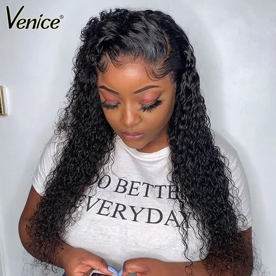 Венецианские волосы 13х6 человеческие на фронте парики для черных женщин кудрявые