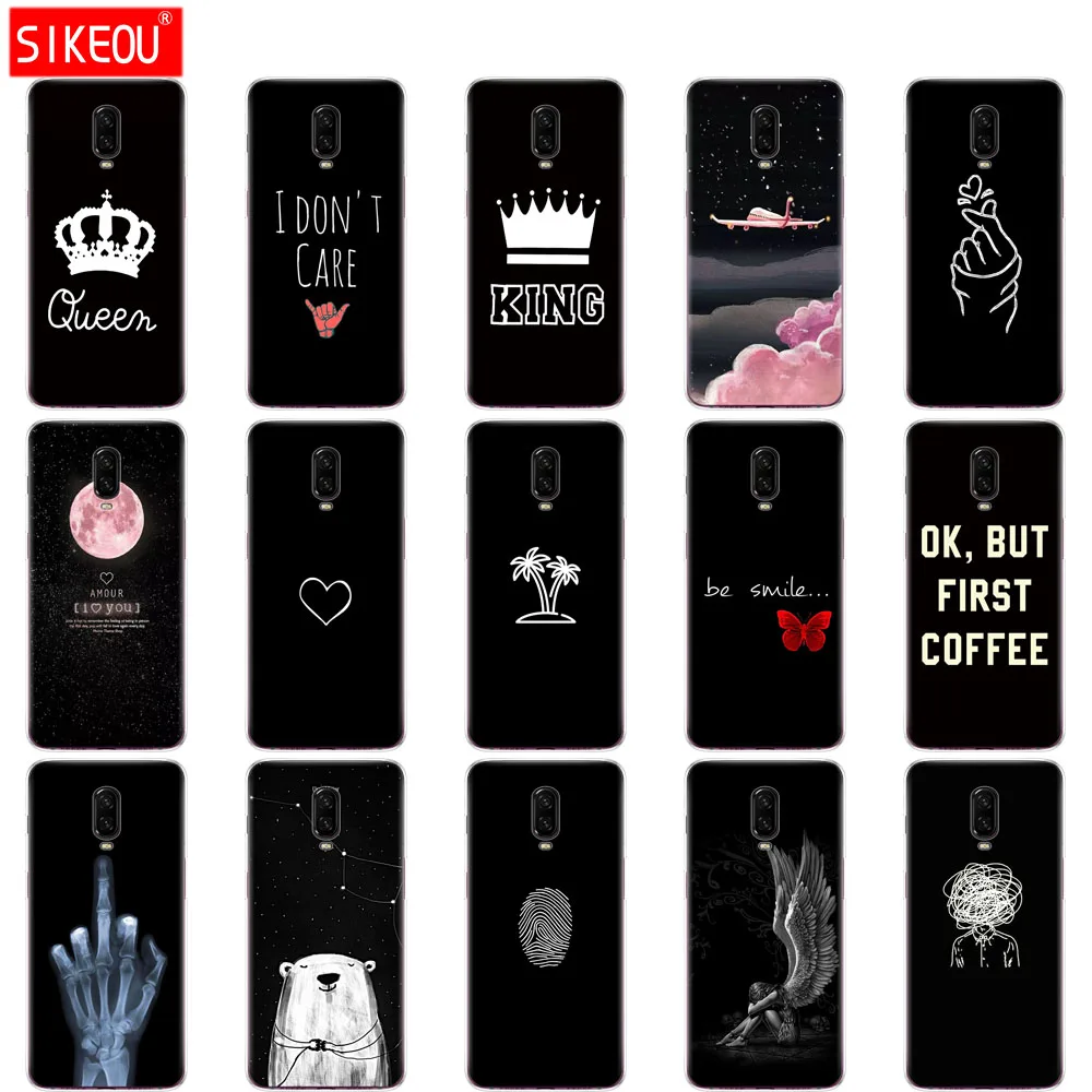 Силиконовый чехол для oneplus 6 t 1 + Чехол Coque one plus T copas etui Бампер Силиконовые черные