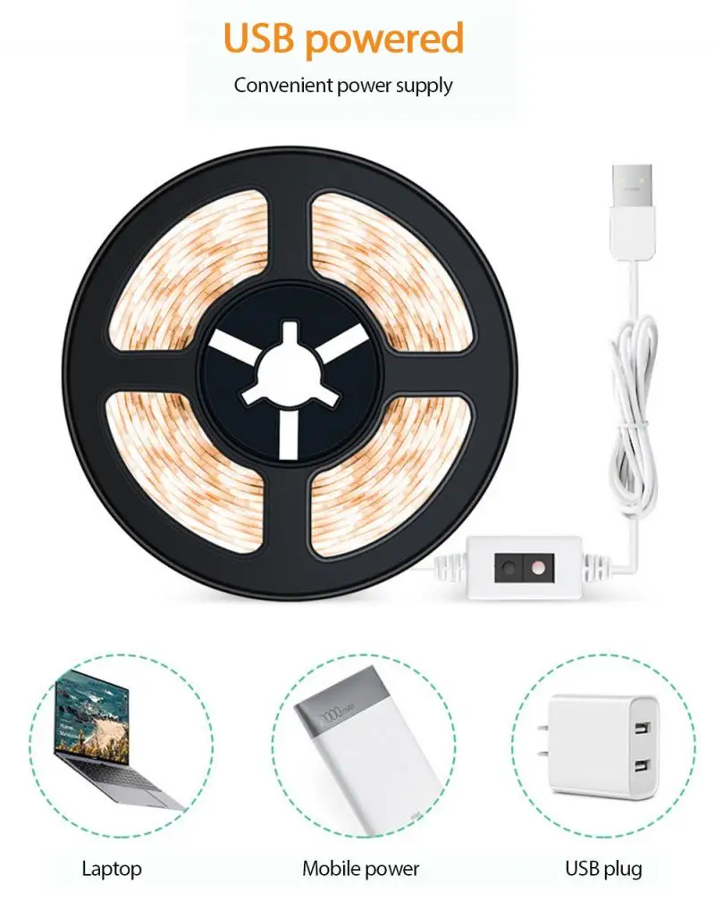 

5V 2835 LED Light Strips Decoration Lighting USB Infrared Remote Controller Ribbon Lamp For Festival Party Bedroom RGB Backlight