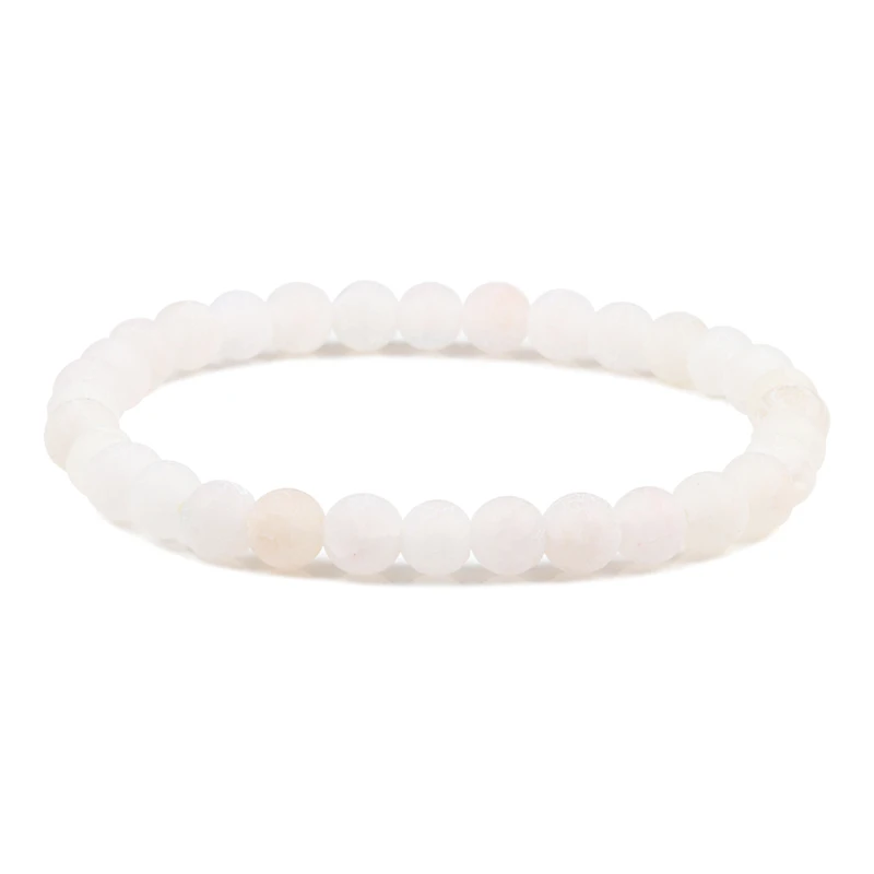 6mm White Шарм Фиолетовый Натуральный Состаренный камень браслет для женщин и мужчин трещина чакра бисерная нить браслеты 6 мм 8 мм 10 мм Йога украшения с Буддой подарок - Окраска металла: 6mm White