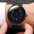 Мужские часы 2021, модные мужские деловые минималистичные часы, Роскошные ультратонкие аналоговые кварцевые часы с сетчатым браслетом из нержавеющей стали