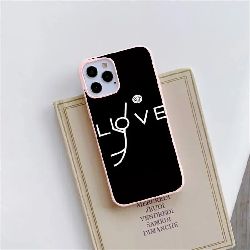 

Volleyball Painted Phone Case Candy Color for iPhone 6 6S 7 8 11 12 XS X SE 2020 XR mini pro Plus MAX funda