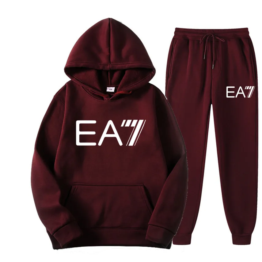 

2021 new spring and autumn men's two-piece casual fashion printed letter sports hoodie and breathable trousers suit