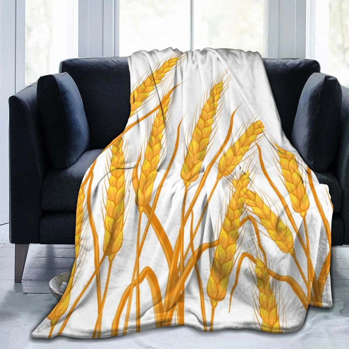 

Soft Warm Fleece Blanket Ears Wheat Winter Sofa Plaid Throw 3 Size Light Thin Mechanical Wash Flannel Blankets
