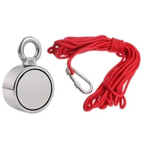 200 kg portable durable powerful strong double sided fishing magnet with 10 meter rope strong magnetic ring magnet stone holder