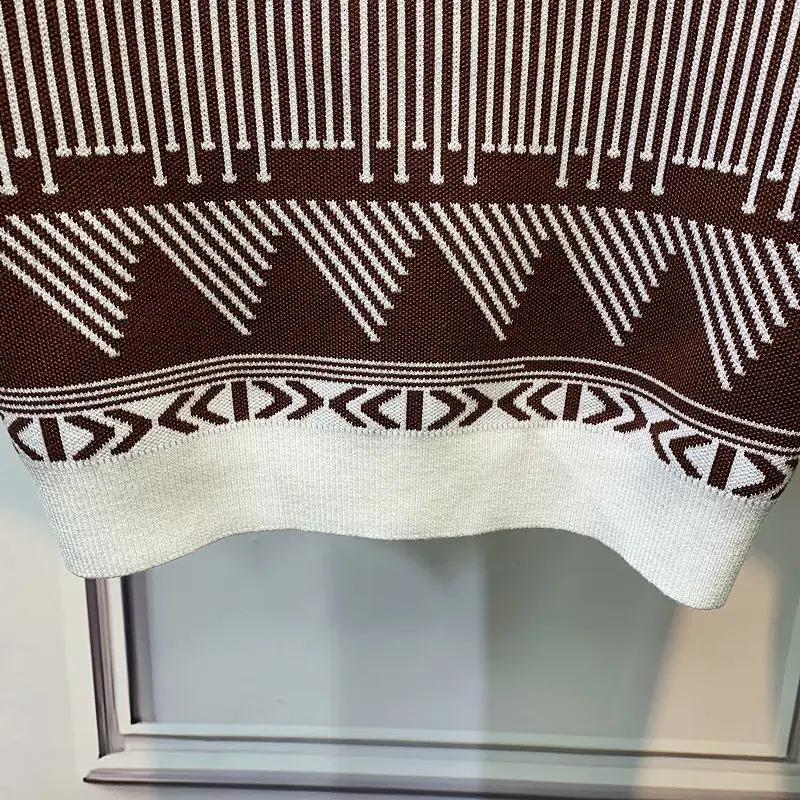 Осень-Зима Новая трикотажная одежда Мужской Жаккардовый свитер с коротким