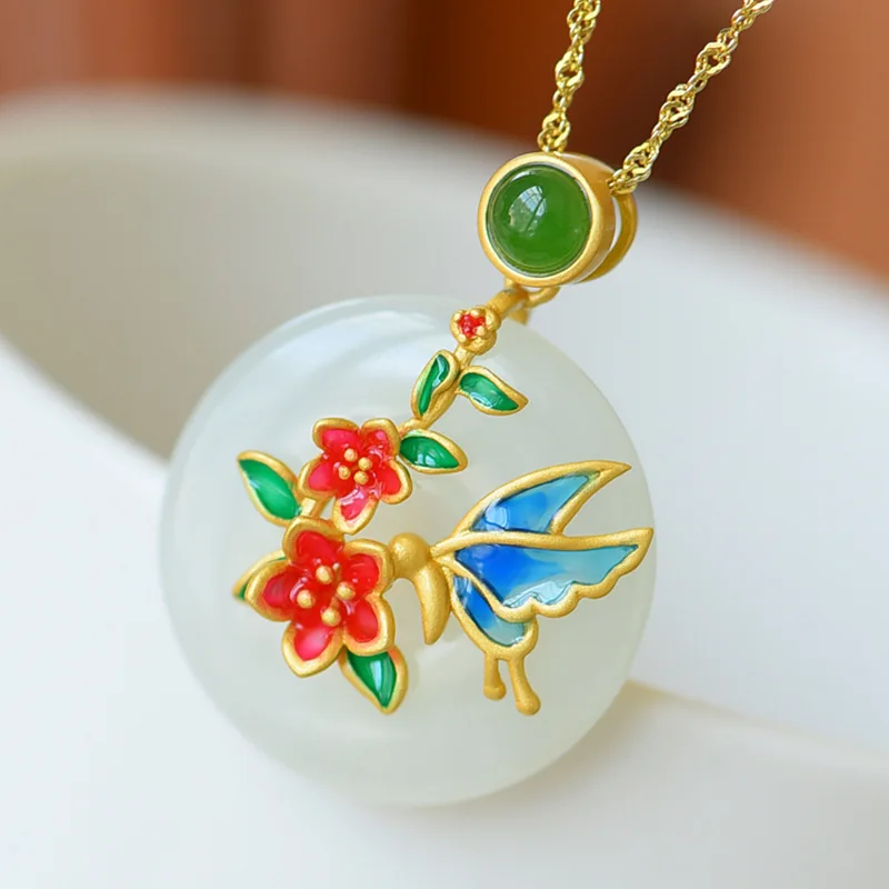 

Natural Hotan White Jade Emeralds Safety Buckle Pendants Chinese Necklaces Fine Charm Jewelry Fashion Amulet For Women Gifts