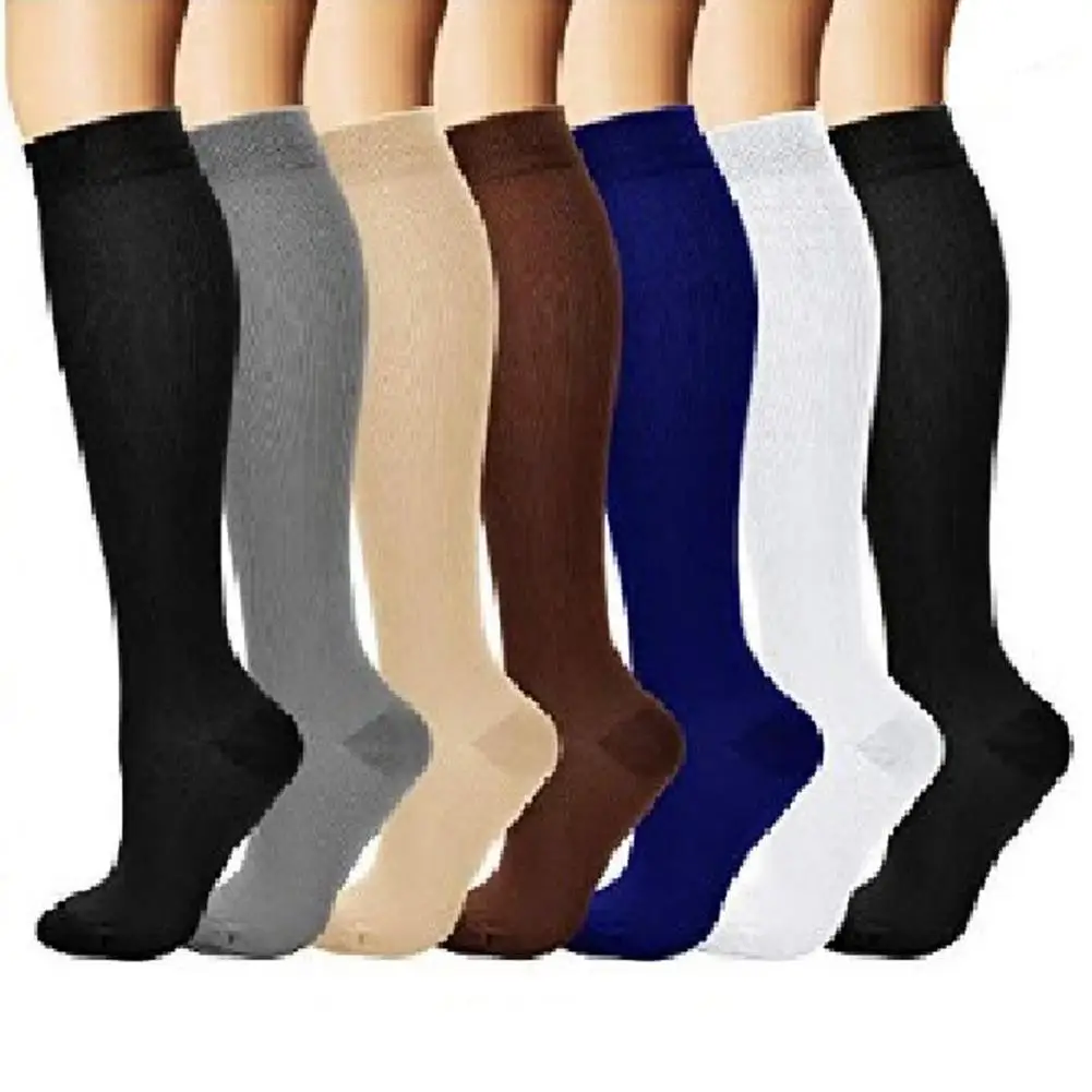 Спортивные однотонные Компрессионные носки для бега длинные чулки|Чулки| |