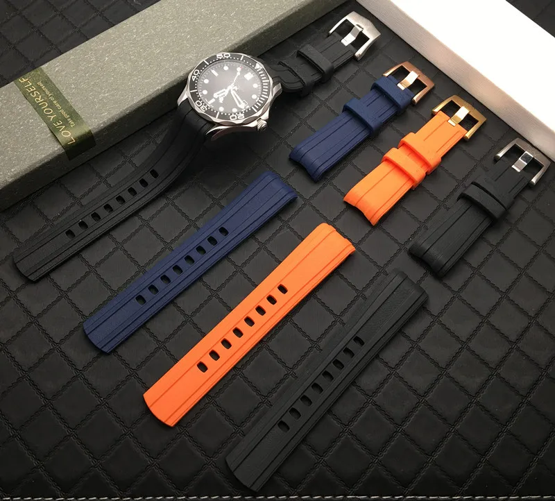 20 мм 22 оранжевый синий ремешок для часов мягкий резиновый силиконовый
