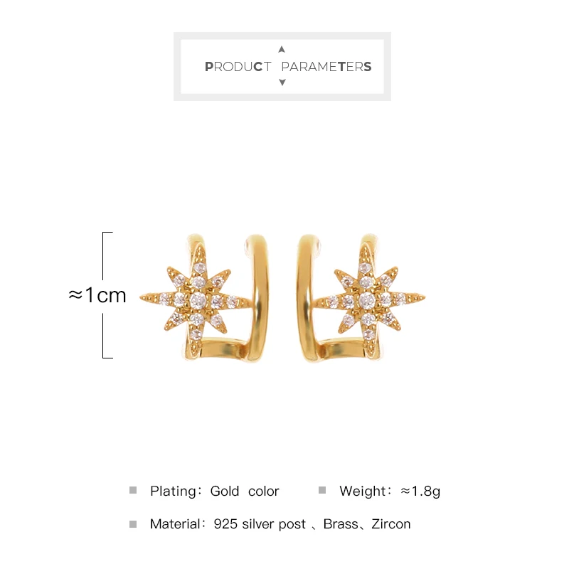 

Joolim Gold Color CZ Crystal Pave Starburst Hoop Earring Dainty Classic Earring for Women