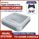 Супер консоль X Pro Ретро видео игровые консоли с 50000 + игр для PSPPS1N64DC 4K HD WiFi ТВ приставка с 2 беспроводными контроллерами