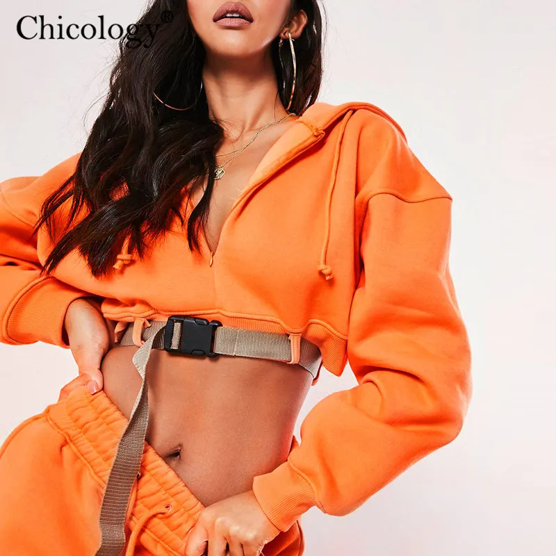 Chicology неоновое, уличная одежда, пояс Застежка-молния молния, толстовка с капюшоном, длинный рукав, свитер, пуловер, kpop одежда, Осень-зима, Женский Топ волчки