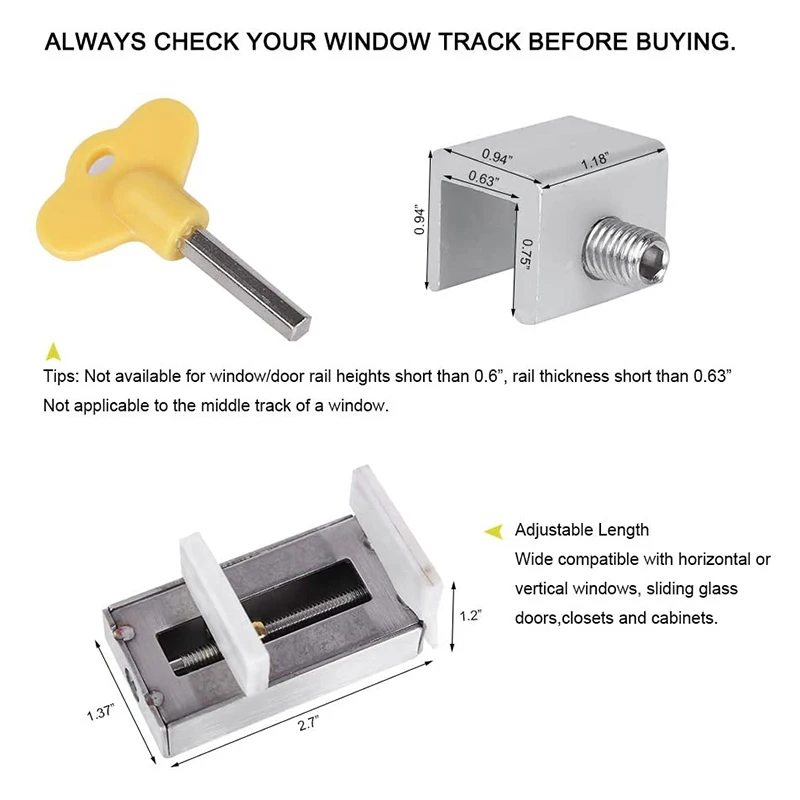 Раздвижные оконные замки 8 упаковок регулируемые алюминиевые дверные с кнопками