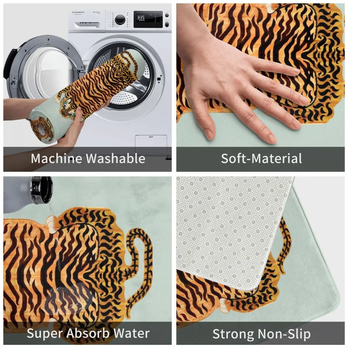 Милый золотистый Тибетский коврик из полиэстера нескользящий напольный декор