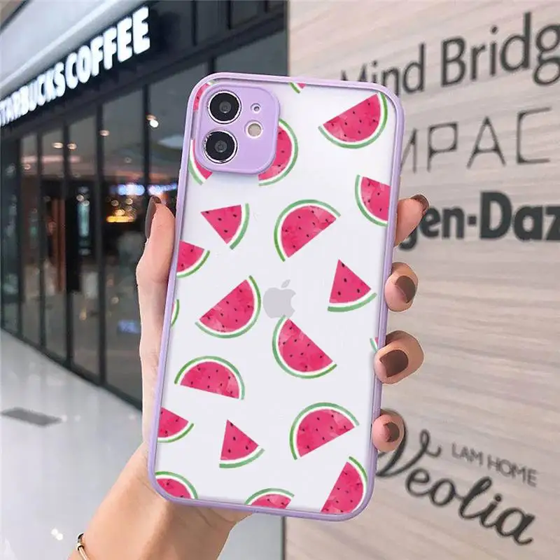

Peach Pineapple Avocado Banana Phone Case Matte transparent For Purple iPhone 12 Mini 11 Pro XR XS Max 7 8 Plus X Back Cover