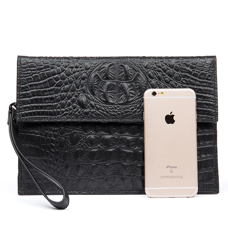 Новая сумка первый слой Воловья кожа Крокодиловая Кожа клатч большой размер