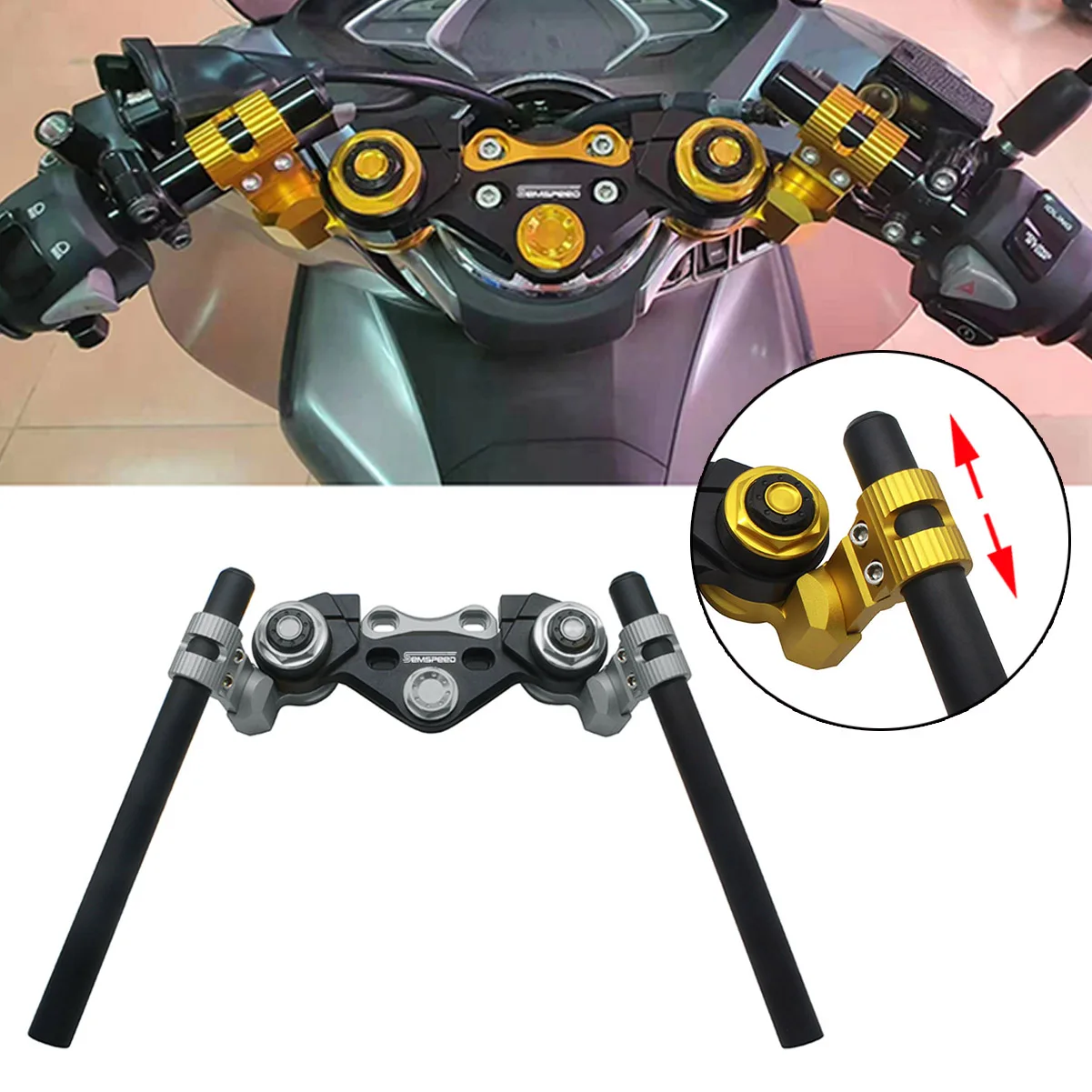 

SEMSPEED N MAX Motorcycle Handlebar Mount Handle Grip Kit Free Stretchable Tube for Yamaha NMAX N-MAX 125 150 155 2016-2018 2019
