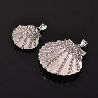 23x21mm 36x35mm silver color scallop shell alloy crystal rhinestones metal pendant for jewelry making