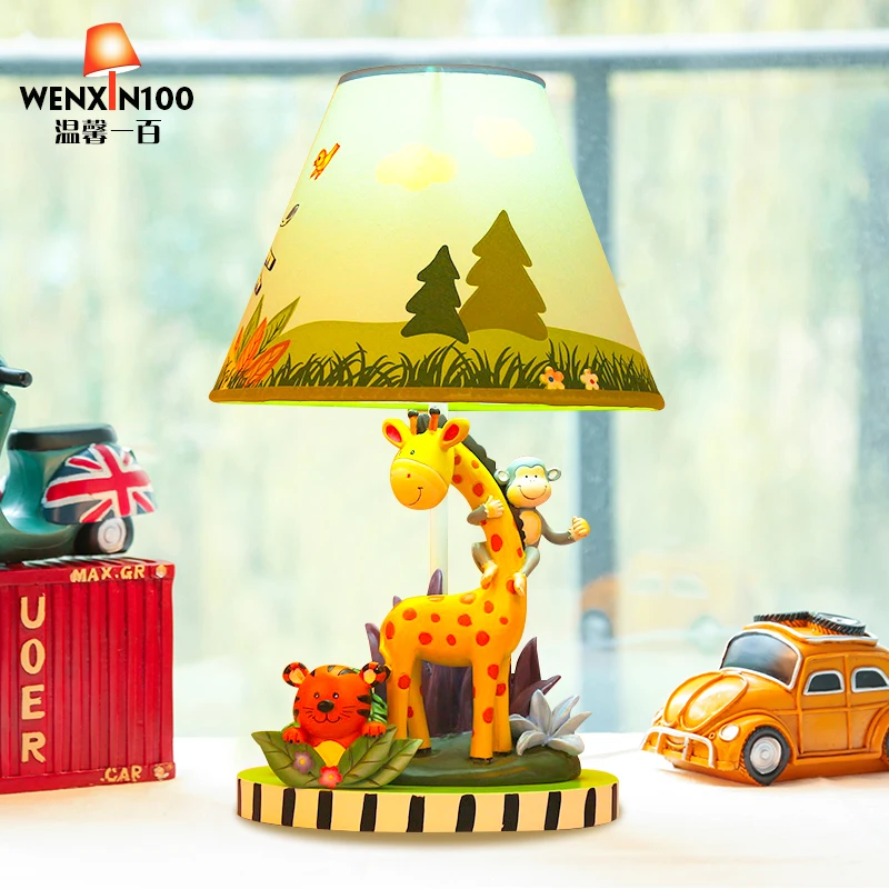Детская настольная лампа с животными прикроватная для спальни креативные милые