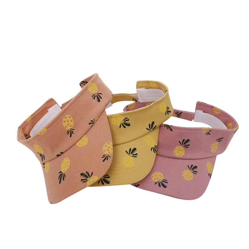 

2021 Summer Baby Hat Fashion Print Pineapple Adjustable Visor Caps Children Holiday Outdoor Travel Protection Kids Cap For 2-5 Y