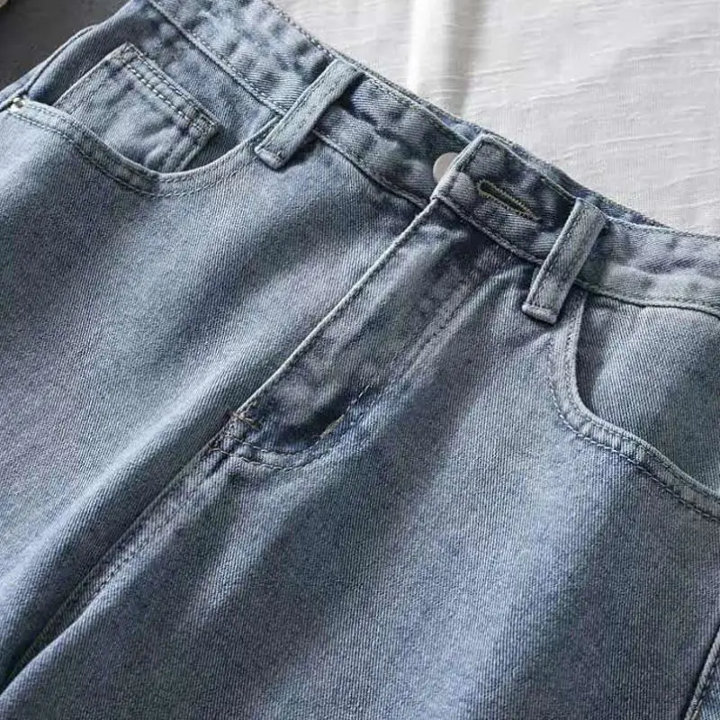 

Women's baggy Capris 2021 summer new high waist straight tube wide leg slim women's wear covered denim shorts