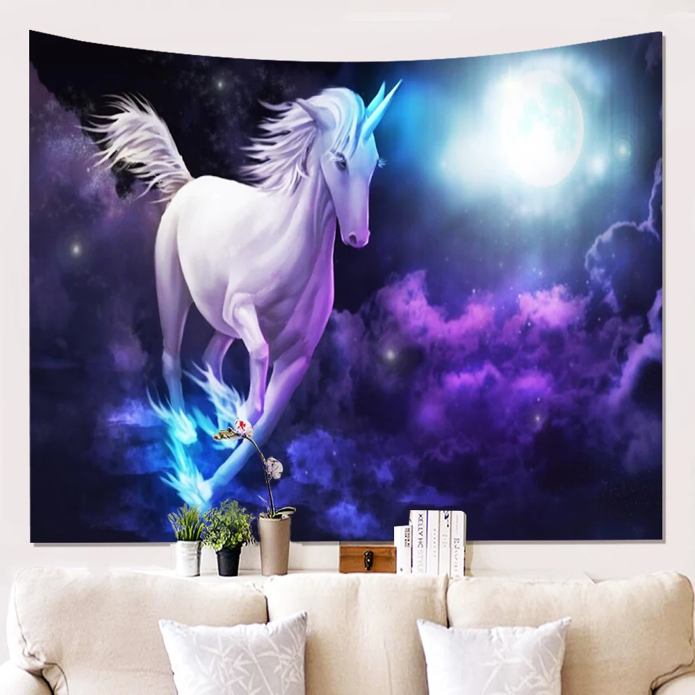 

Cartoon Anime Unicorn Tapestry Background Cloth Family Room Decoration Bedside Bedroom Wall Covering Tapestry Wall Hanging Wall