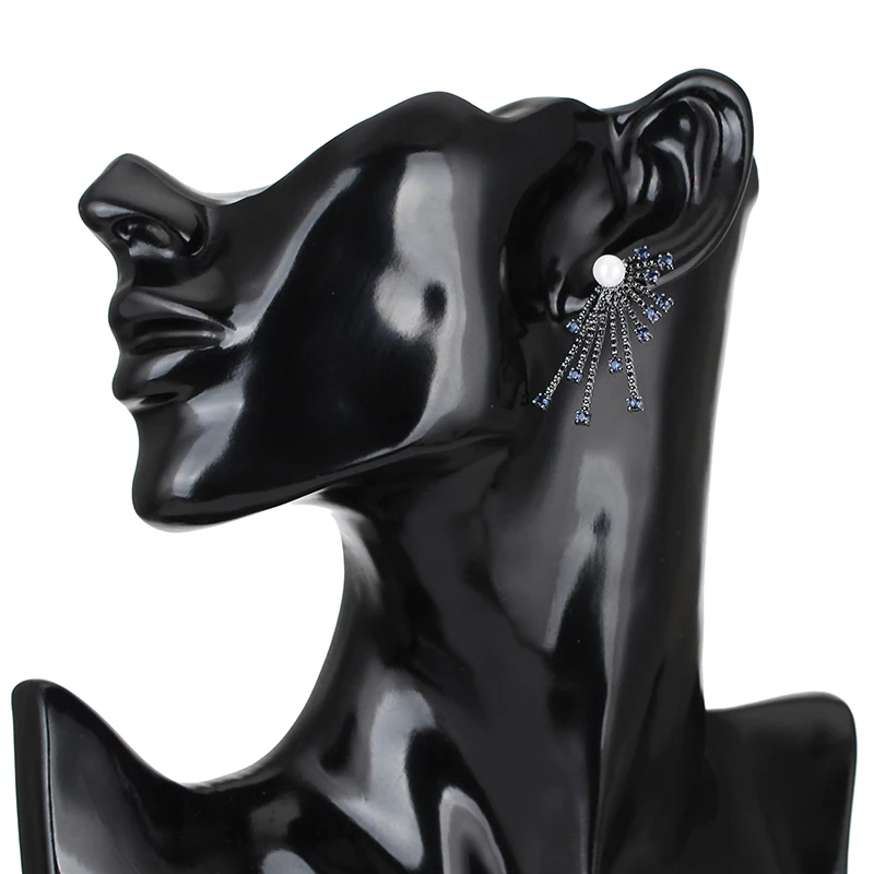 Серьги гвоздики женские с фианитами и жемчугом|Серьги-гвоздики| |