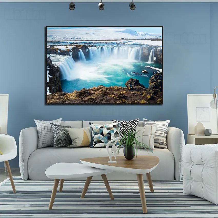 

Still Life Painting The Magnificent Scenery of Iceland's Golden Waterfall Ice and Snow Sanctuary Nature Reserve Home Decor Mural