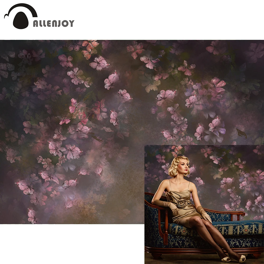 Allenjoy Pink Floral Fine Art Vintage Background Girl Princess Portrait Photo Shoot Newborn Kid Artistic Photography Backdrop