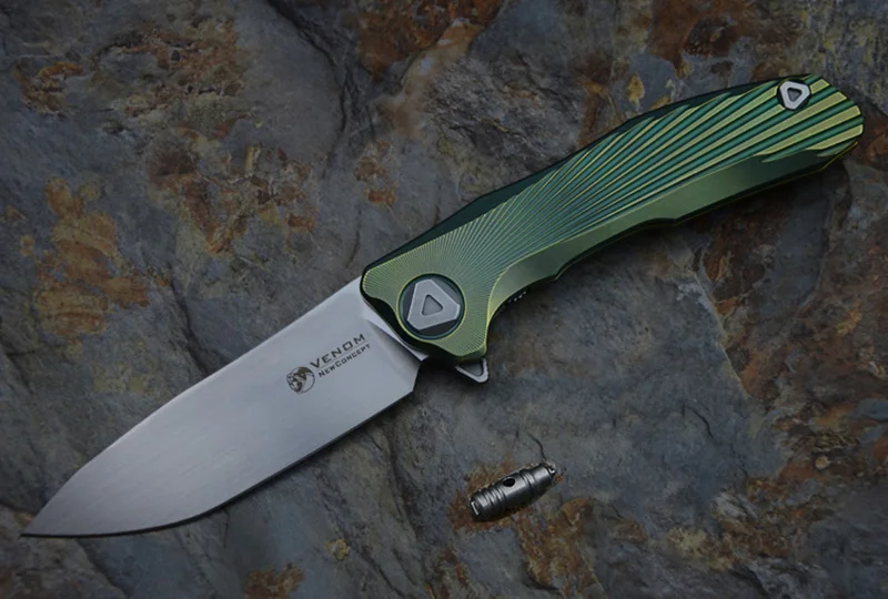 Green m390 Кевин Джон Веном новая концепция Флиппер складной нож S35vn лезвие TC4 титановый нож для выживания на открытом воздухе кемпинга нож для фруктов EDC инструменты - Цвет: Green m390