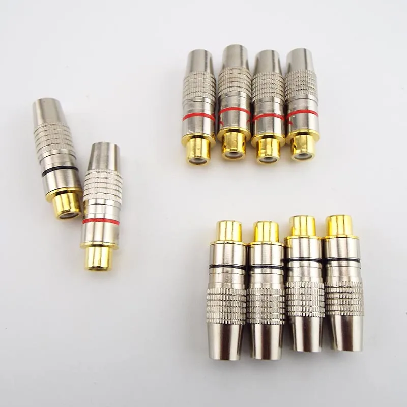 

2/4/10pcs Gold plated RCA Female Jack Plug Solder Audio Video Adapter Connector rca Female Balck Red Convertor for Coaxial Cable