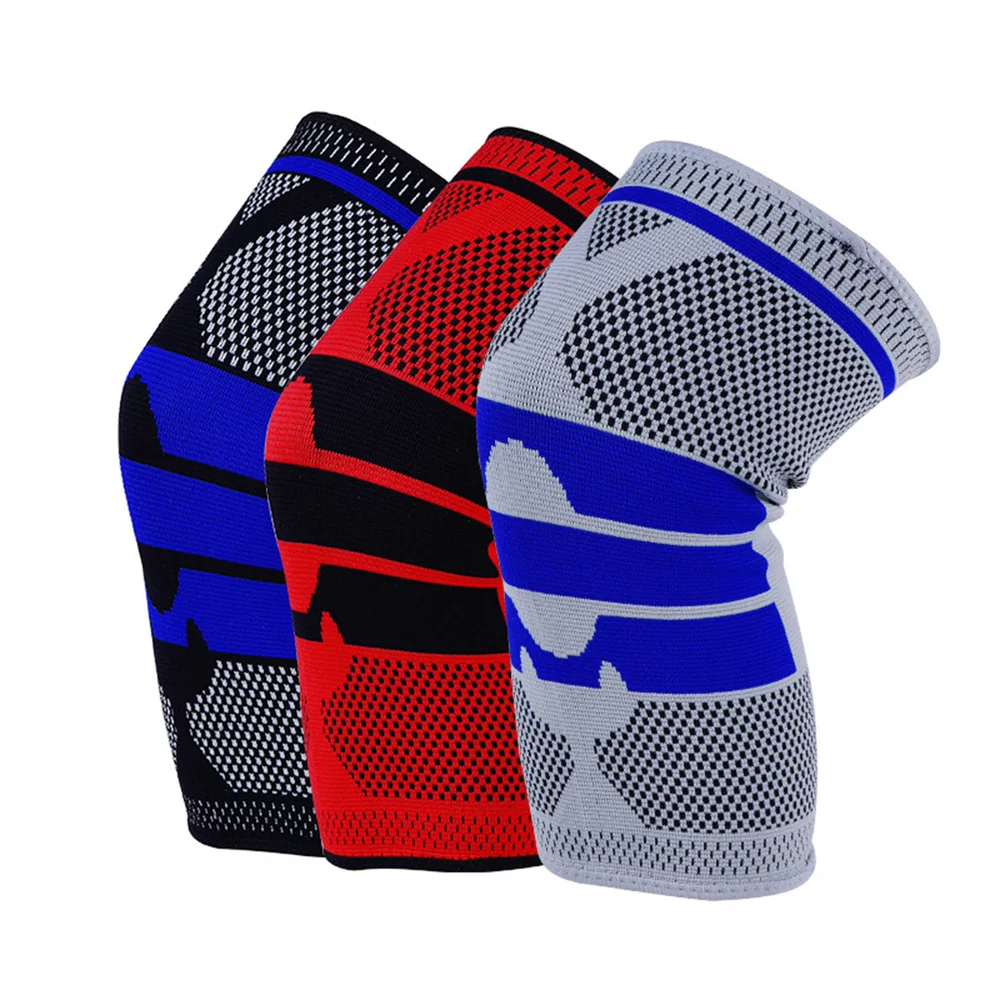 

1PC Anti-collision Riding Spring Support Silicone Mountaineering Running Fitness Breathable Elastic Braid Legs Sports Kneepad (B