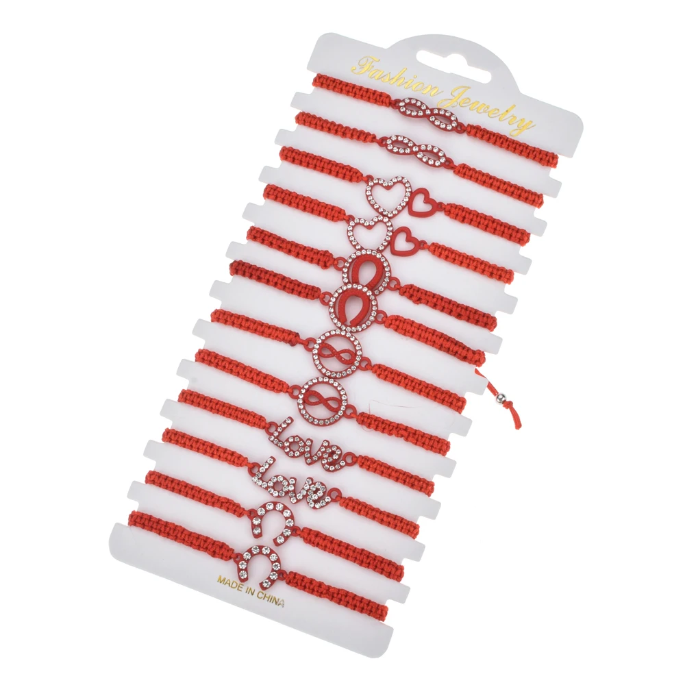 Женский Плетеный Красный браслет в богемном стиле ручной работы набор