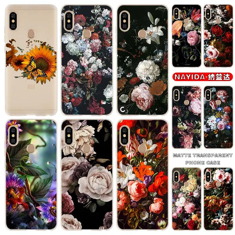 Мягкий силиконовый чехол для Xiaomi Redmi Note 11 10 9 8 7 Pro Max 10s 9s 8t 4G 5Gr Цветы бабочки в вазе