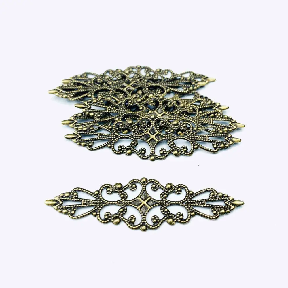 20 шт./партия 16x57mm lozenge металлическая Филигрань Цветок Оберточный соединитель