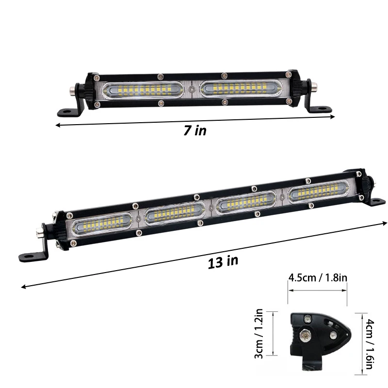 7"/13" LED Work Lights Super Slim Single Row Spotlight Bar 6000K Spot Flood Combo Beam |