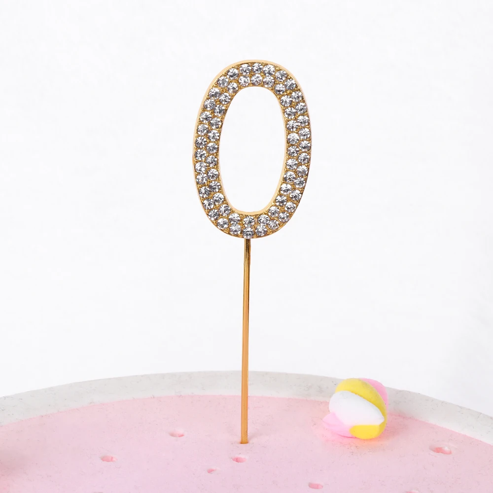 1 шт. номер &quot0 9&quot Топпер для торта с золотыми бриллиантами на десерт юбилей день