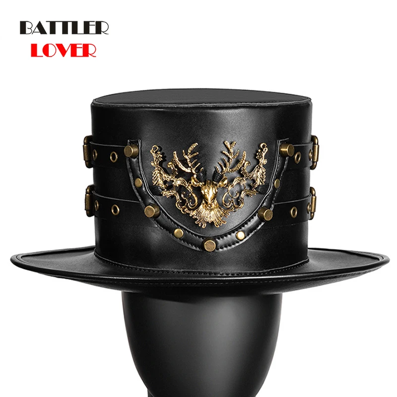 

2021 Steampunk Retro Hats Carnival Cosplay Bowler Gear Eagle Decor Party Caps Unisex Halloween Brown Round Top Hat For Men Women