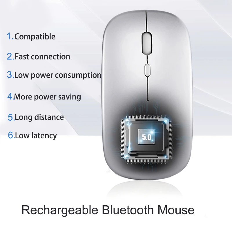 

2.4Ghz + Bluetooth Dual mode Wireless Mouse 800/1200/1600 DPI Rechargeable Ergonomic Portable Optical Mice Computer PC Pad