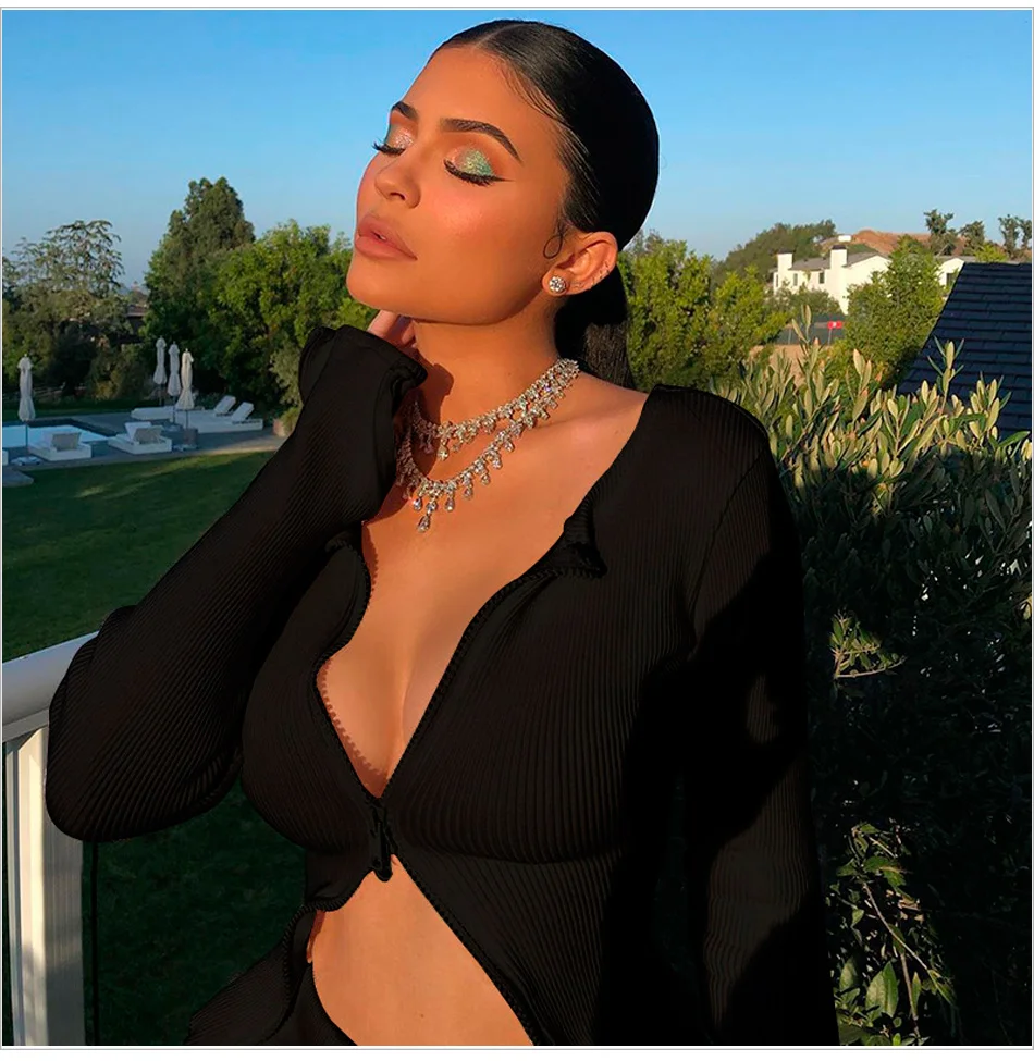 Kyliejenner вдохновил 2 шт необработанные края стрейч ребра коорд мини-платье в белом стиле Jorja Smith