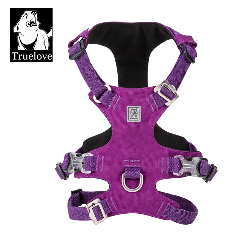 TRUELOVE Pet Nylon Harness Light-weight Double-H Shape Embroidery 5 Adjustable Positions Medium and Large Dog Waterproof  YH1807
