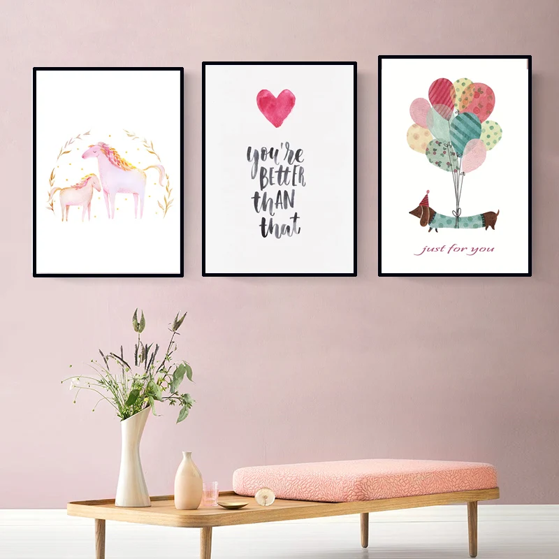 Мультфильм Слон живопись на холсте с изображением лошади стены искусства постер