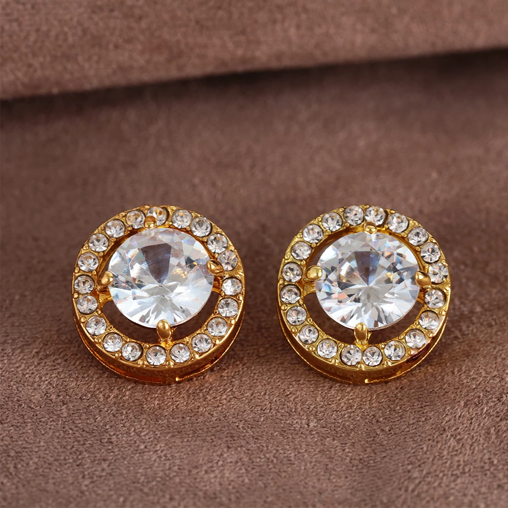 Серьги-гвоздики с бриллиантами Круглые 18 карат из белого золота | Украшения и