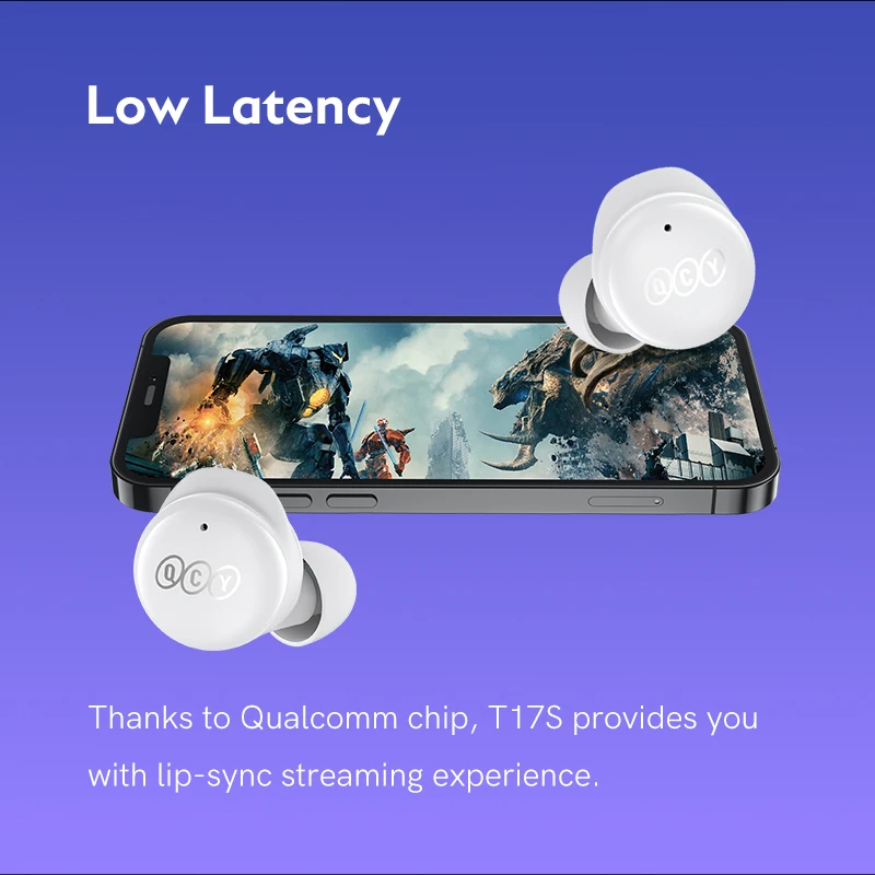 QCY T17S Беспроводные наушники Bluetooth aptX Qualcomm 5.2 TWS Type-C с голосовым ассистентом и сенсорным управлением поддержкой приложения.