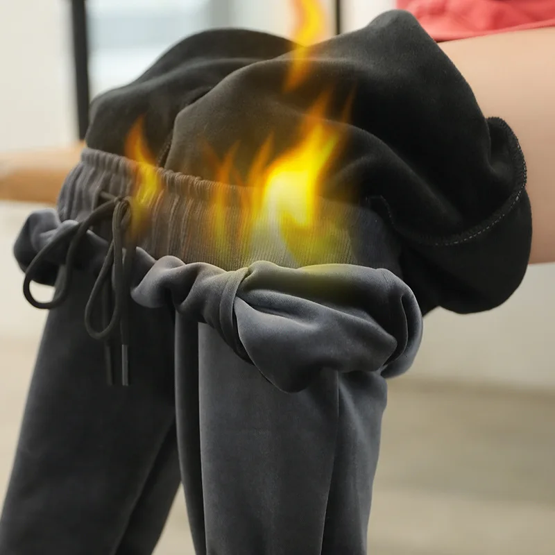 Осенне-зимние повседневные брюки с эластичным поясом и карманами Теплые