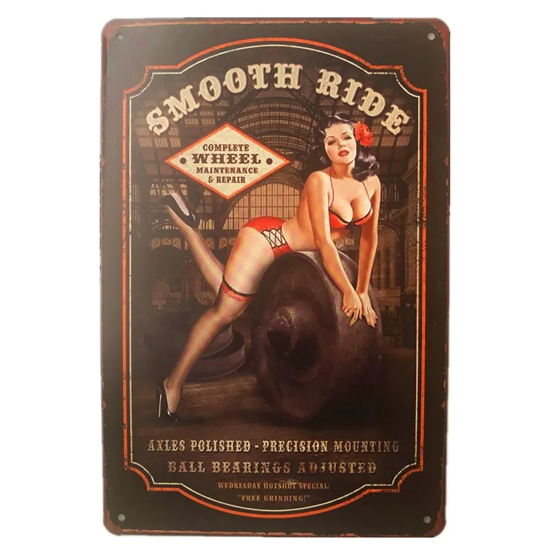 

Smooth Ride Pin Up Metal Tin Signs Wall Plaque Art Painting Poster for Pub Bar Gas Station Garage Decor