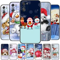 2021 christmas snowman elk phone case for xiaomi redmi 11 lite pro ultra 10 9 8 mix 4 fold 10t black cover silicone back prett