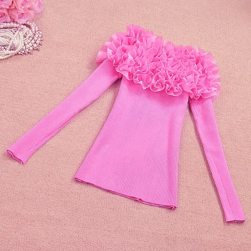 Джемпер женский трикотажный с оборками Модный милый свитер в Корейском стиле топ