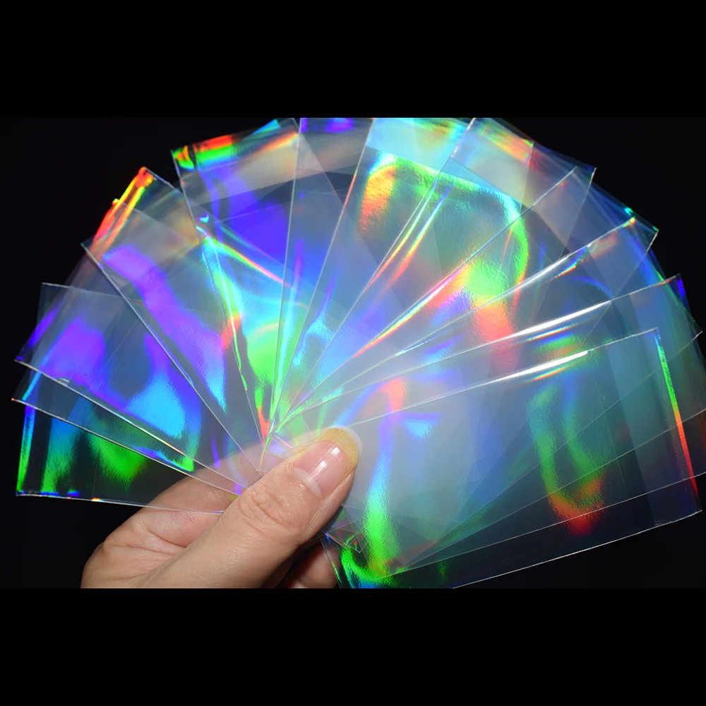 200pcs 57x87mm Rainbow Foil Transparent Laser Clear Sleeves Korea Idol Photo Holographic Protector Trading Cards Shield Cover | Спорт и